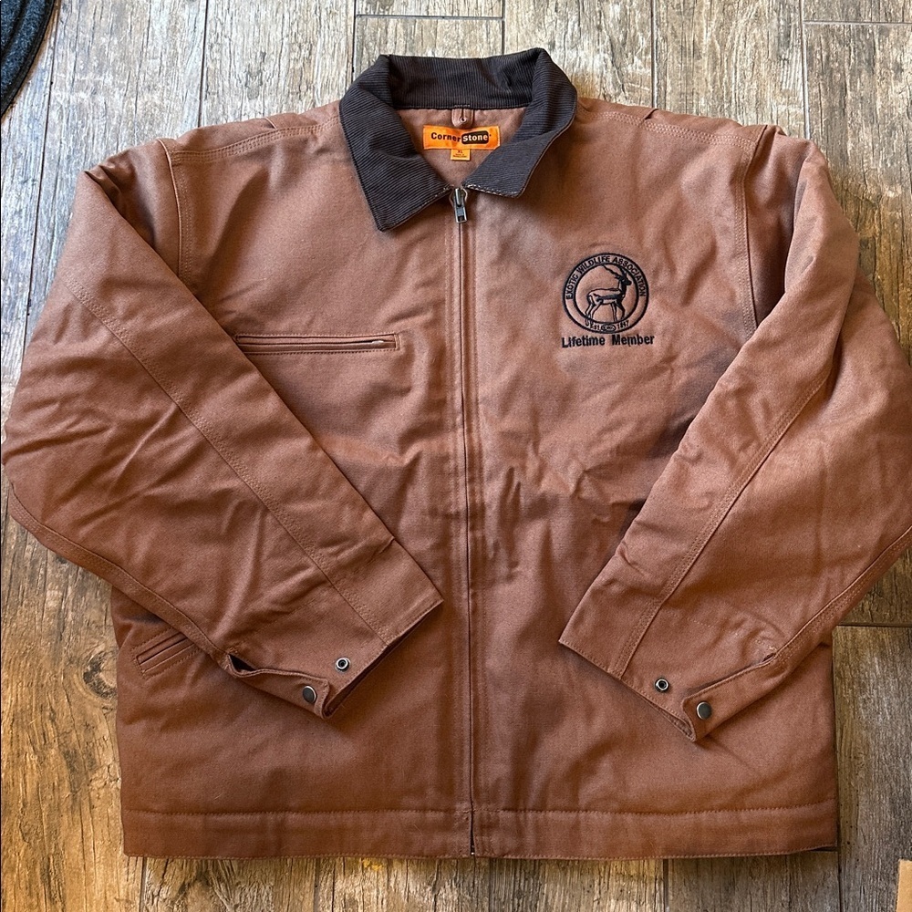 Corner Stone Tan Canvas Duck Cloth exotic wildlife Mens Work Jacket Size X-Large
